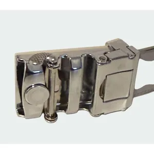 Falari Automatic Ratchet Belt Size Medium‎ Adjustable Buckle Gray Leather Strap thumbnail 11
