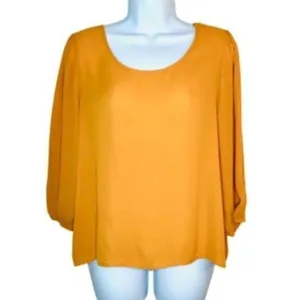 Brenda’s Button Back Blouse Mustard Yellow S thumbnail 3