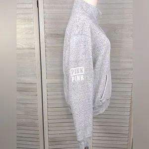 PINK/VICTORIA'S SECRET 1/4 Zip Sweatshirt Heather Gray/White-Medium thumbnail 4