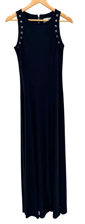 Joseph Ribkoff Black Sleeveless Grommet Maxi Dress Side Slit Size 4 US 6 UK‎ thumbnail 1