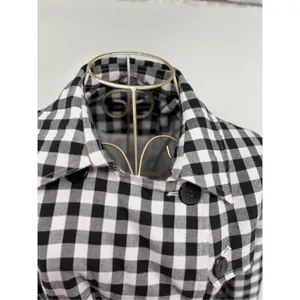 French Connection Gingham Trench Coat Women’s Small Black White Belted thumbnail 11