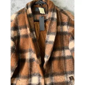 BlankNYC Evereve Wanderer Plaid Cocoon Coat Brown Oversized Shacket Large New thumbnail 3