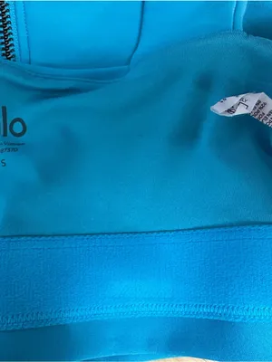 ALO Yoga Turquoise Blue Front-Zip Sports Bra small thumbnail 3