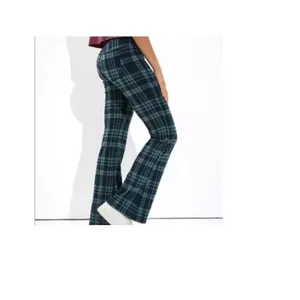 American Eagle Outfitters Plaid Flare Pants - Navy and Teal Size 14 Long Tall thumbnail 2