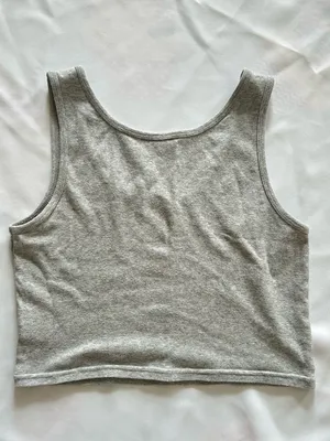 Target NWOT Small Gray Tank Crop Top Round Neck Solid Summer Beach Travel Sport Cruise thumbnail 3