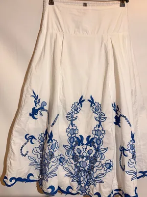 Anthropologie White Cotton Cutwork Embroidered Lined Midi Skirt Size S thumbnail 11
