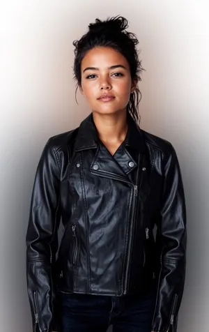 Ambiance Cropped Black Faux Leather Moto Jacket Medium Asym Zip BNWOT thumbnail 1