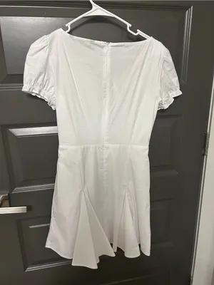 Zara White Puff-Sleeve Lace-Up Mini Dress thumbnail 2