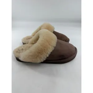 Old Friend Women Scuff Suede Sheepskin Slippers Chestnut Brown Size 6M thumbnail 2