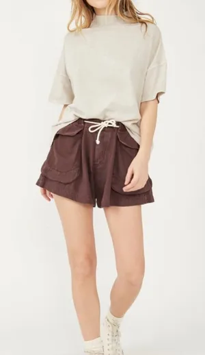 NWT Free People Off-Shore Utility Shorts - chocolate brown - XS thumbnail 1