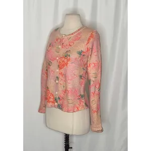 Anthropologie POSTMARK Devon Floral Cardigan Sweater Pink Knitwear Buttons Small thumbnail 5