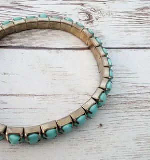 Vintage Stretch Bracelet Turquoise Tone thumbnail 3