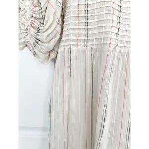Free People Elsie Textured Gauze Tunic Mini Babydoll Dress Ivory Puff Sleeve thumbnail 10
