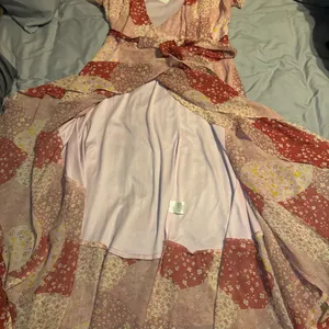 Francesca’s Madonna Short Sleeve Wrap Skirt Maxi Dress Pink White NWT Small thumbnail 5