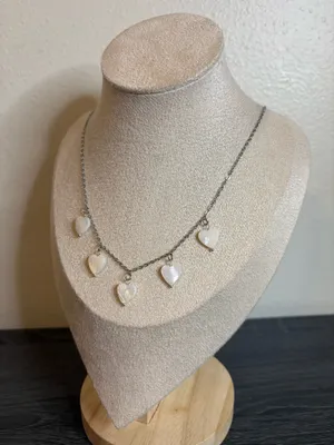 Handmade Silver Mother Of Pearl Heart Charm Necklace thumbnail 4