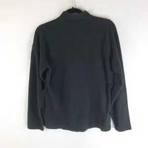LL Bean Womens Pullover Sweater Half-Zip Fleece Long Sleeve Mock Neck Black M thumbnail 2