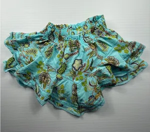 Aerie Turquoise Floral Paisley Ruffle Skort Shorts Smocked Waist‎ XS Boho Summer thumbnail 1