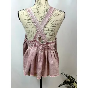 Free People Marina Denim Babydoll Crop Top Distressed Purple XL thumbnail 11