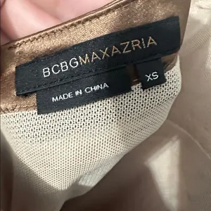 BCBGMAXAZRIA Women Dress Sequin Neck Tiered Satin Bandage Bodycon Gold Brown XS thumbnail 4