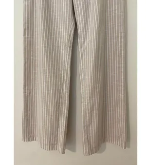 NWT Abercrombie & Fitch M 100% Cotton Tan White Stripe Pull On Wide Leg Pant thumbnail 3