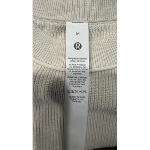 Lululemon Take It All Cotton-Blend Ribbed Sweater Beige LW3HJCS Size M thumbnail 3