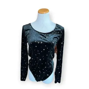 Womens Wild Fable Metallic Celestial Moon & Stars Open Back Bodysuit - Sz XS thumbnail 3