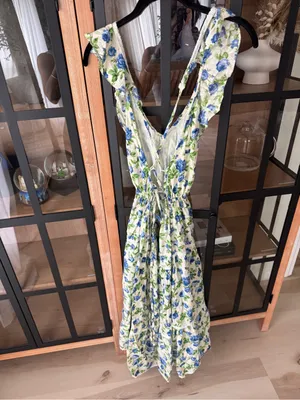 ASOS Design floral maxi dress ditsy eyelet broidery trim tiered ruffle open back thumbnail 3