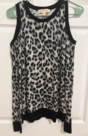 Michael Kors Women’s Leopard Print Sleeveless Tank Top – Black & Gray thumbnail 1