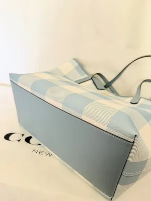 coach City Tote Bag With Gingham Print And Charm ces64 thumbnail 5