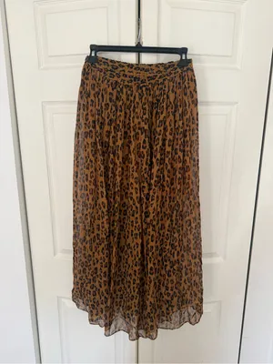 Free People Lydia Midi Skirt Cheetah Print Pleated Midi Skirt Size XS thumbnail 5