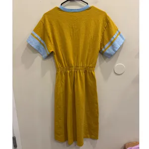Sundry Rugby Slub Midi Dress Mustard Yellow Blue Varsity Graphic Retro‎ Sport XS thumbnail 3