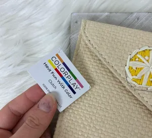NWT Colorplay Lemon Slice Woven Straw Summer Clutch Bag thumbnail 3