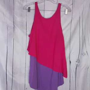 Faded Glory Women's Pink and Purple Asymmetrical Layerd 80's Style Top thumbnail 5