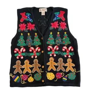 VTG Bechamel Knit Christmas Sweater Vest Novelty Holiday, Ugly, Teacher L-XL EUC thumbnail 1