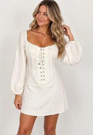 sabo skirt luxe corset vida dress Linen Cotton Xs White thumbnail 1