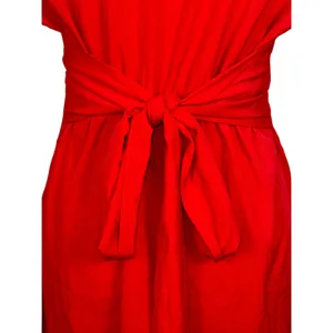 NEW Halara Red Ruched V-Neck Tie Waist Casual Wrap Midi Dress Womens Size S NWOT thumbnail 6