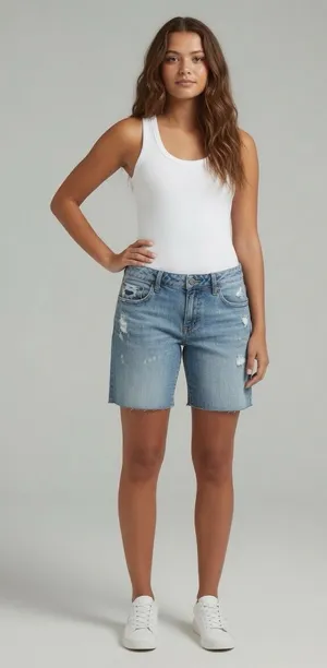 Y2K American Eagle Denim Shorts Size 10 Light Wash 2000s Style Distressed thumbnail 1