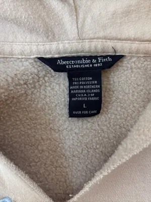 Y2K Abercrombie & Fitch Beige Embroidered Hoodie Large thumbnail 3