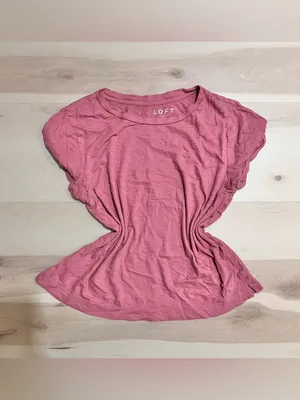 LOFT Women's Pink 100% Cotton Crewneck T-Shirt Short Sleeve Casual Top Medium thumbnail 2