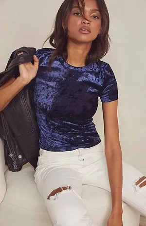 NWT Free People Tops Intimately Free People Velvet Baby Tee In Midnight thumbnail 1