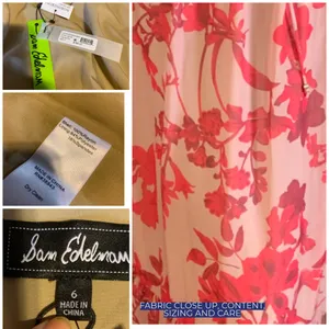 Sam Edelman Red & Tan Floral Print Chiffon Maxi Dress Nwt (6) thumbnail 11