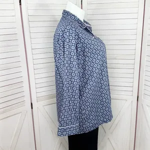 Victorias Secret Snowflakes Flannel Button Up Pajama Top Shirt Blue XL‎ thumbnail 3