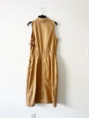 NEW Boston Proper Collared‎ Utility Midi Dress Iced Coffee Medium thumbnail 7