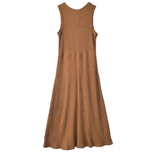 Everlane Dress Womens Medium Sleeveless Organic Cotton Ribbed Knit Stretch Brown thumbnail 6