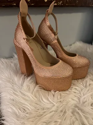 Lulus Pink sparkly heel thumbnail 3