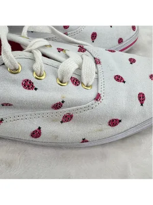 Kate Spade X Keds Ladybug Sneakers White Pink Gold Whimsical Bug Bling Size 8 thumbnail 12