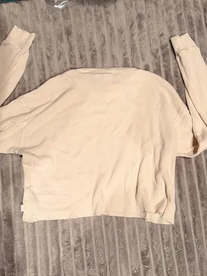 TNA Cream Cropped Waffle Knit Long‎ Sleeve Top thumbnail 2
