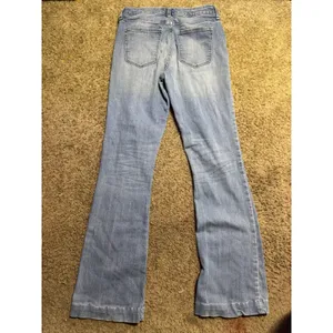 Banana Republic Wide Leg Jeans Light‎ Wash High Rise Size 27 4 Blue Denim thumbnail 4