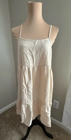 SHEIN Cream Tiered Spaghetti Strap Sundress thumbnail 1