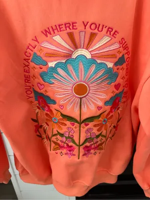 Y2K Floral You're Exactly Where You're Supposed To Be Letter Embroidered Hoodie thumbnail 2